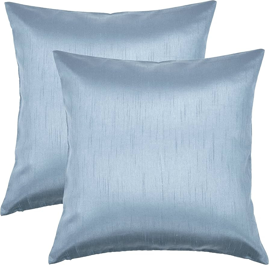 Aiking Home 18x18 Inches Faux Silk Square Throw Pillow Cover, Zipper Closure, Slate (Set of 2) | Amazon (US)