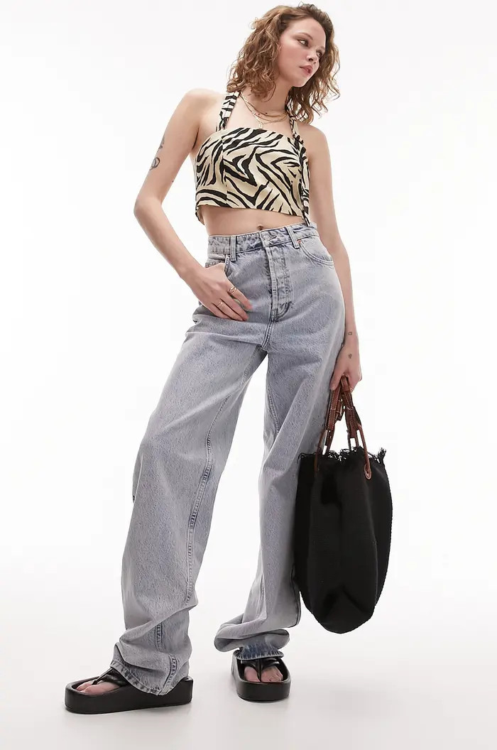 Topshop Zebra Print Crop Halter Top | Nordstromrack | Nordstrom Rack