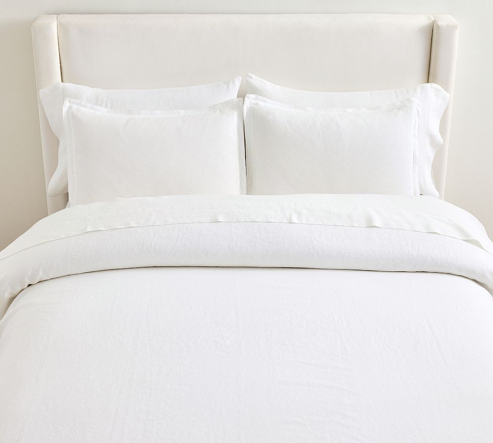 Belgian Flax Linen Galen Duvet Cover, White, Full/Queen | Pottery Barn (US)