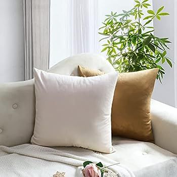 MEKAJUS Throw Pillow Covers Brown Beige Pillow Covers 18x18 Set of 4 Velvet Decorative Pillow Cov... | Amazon (US)