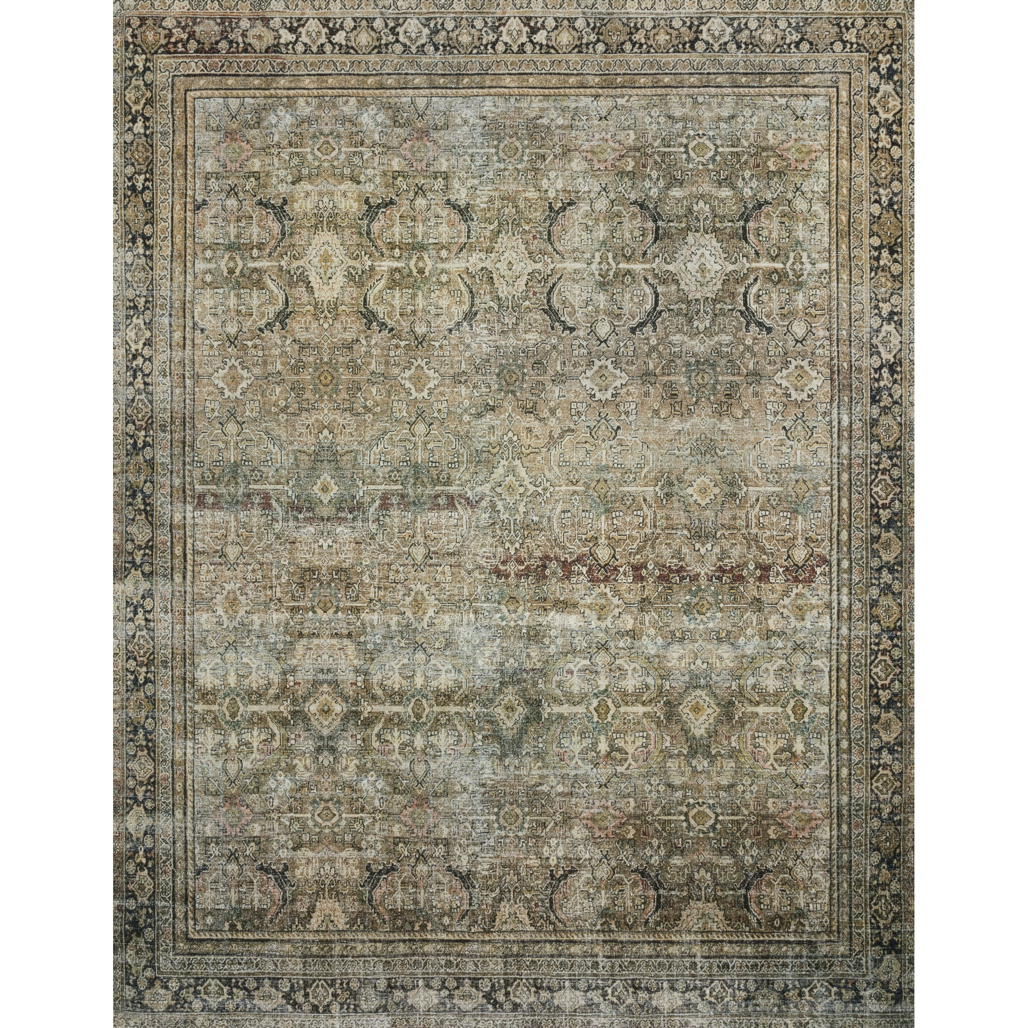 Loloi II Layla Printed Oriental Distressed Olive / Charcoal 5'-0" x 7'-6" Area Rug | Walmart (US)