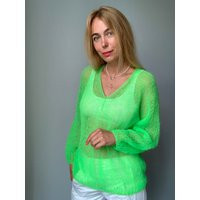 Neon Green Mohair Sweater, Kidmohair Sweater, Ready To Ship Size M-L, Wool Mohair Pullover, Handknitted 100% Hand Made | Etsy (US)