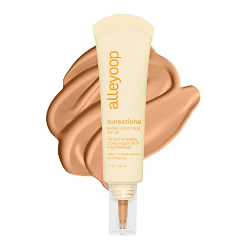 Alleyoop Sunsational Tinted Moisturizer Sunscreen for Face Broad Spectrum SPF 50, 100% Mineral Sunscreen with Jojoba, Protects Hydrates and Soothes Skin, Vegan, Cruelty-Free - Halo | Amazon (US)