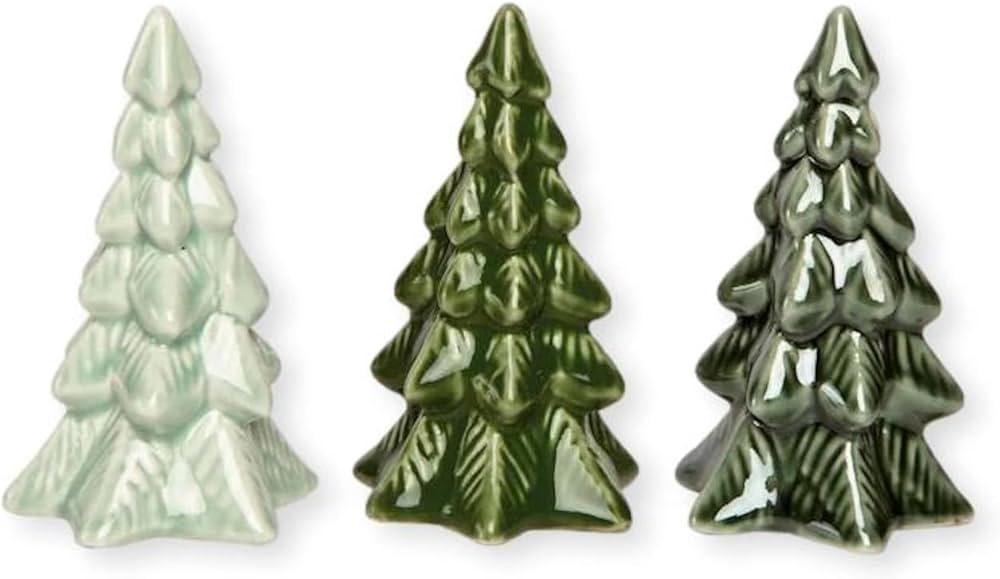 The Bridge Collection 4" Green and White Christmas Pine Tree Figurines - Set of 3 - Holiday Woodl... | Amazon (US)