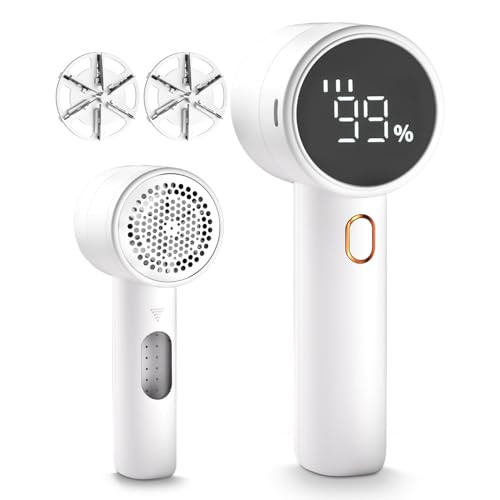 Fabric Shaver, Lint Remover Rechargeable, Electric Portable Sweater Defuzzer with 3 Speeds, 6 Leaf Blades, Digital LED Display to Remove Pilling for Clothes, Furniture, Sweater, Couch, Blanket | Amazon (US)