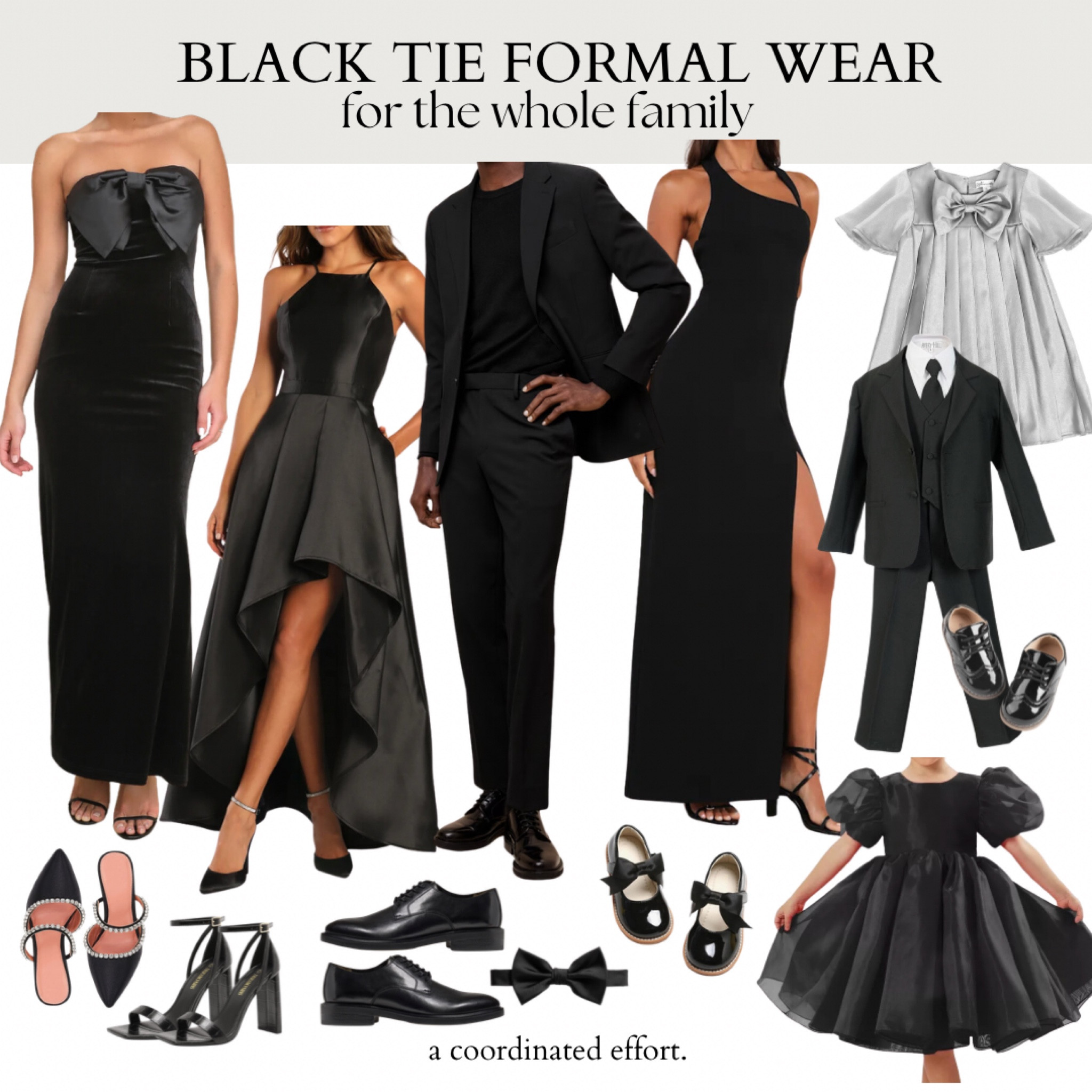 The perfect black tie formal wear collection for your family this holiday season 🖤
.
My mom hosts a formal Christmas Eve dinner and these are the outfits my little family of 4 will be wearing this year 🎄
.
Black tie wedding guest
Black tie men’s suit
Black tie holiday party
Cocktail attire
Formal holiday outfit 
Toddler girl holiday dress
Toddler boy holiday outfit

#LTKHoliday #LTKSeasonal #LTKFamily