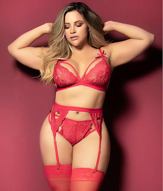 Plus Size Cage Lace Wireless Bra & Panty Set | Bare Necessities