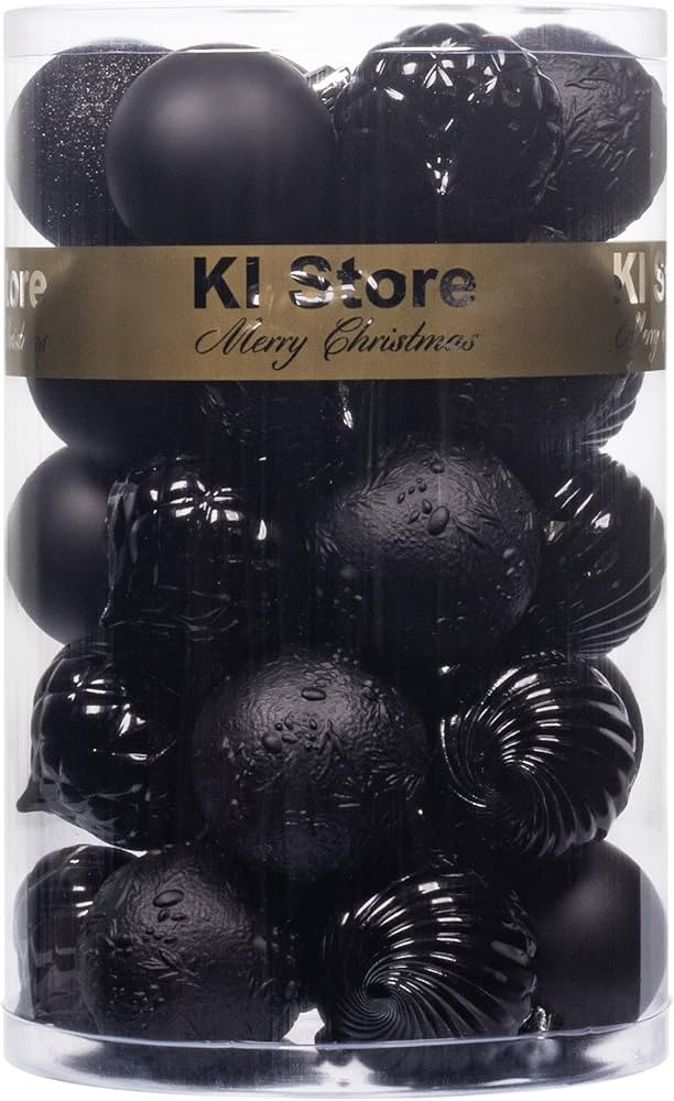 KI Store Black Christmas Balls 34pcs 2.36-Inch Christmas Tree Decoration Ornaments for Xmas Tree ... | Amazon (US)