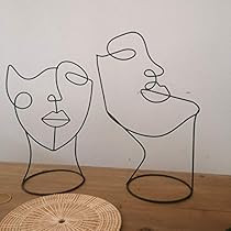 Amazon RISEON Set of 2 Modern Abstract Faces Metal Line Figure Art | Amazon (US)