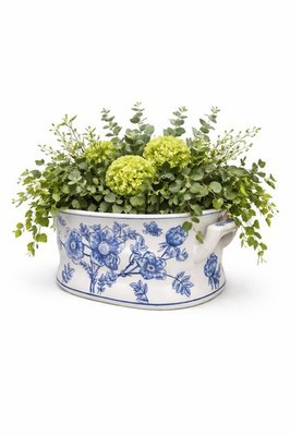 Chinoiserie Blue white Foot Bath Orchid Planter 14" 8.5" 5.5" G Millennial | eBay US