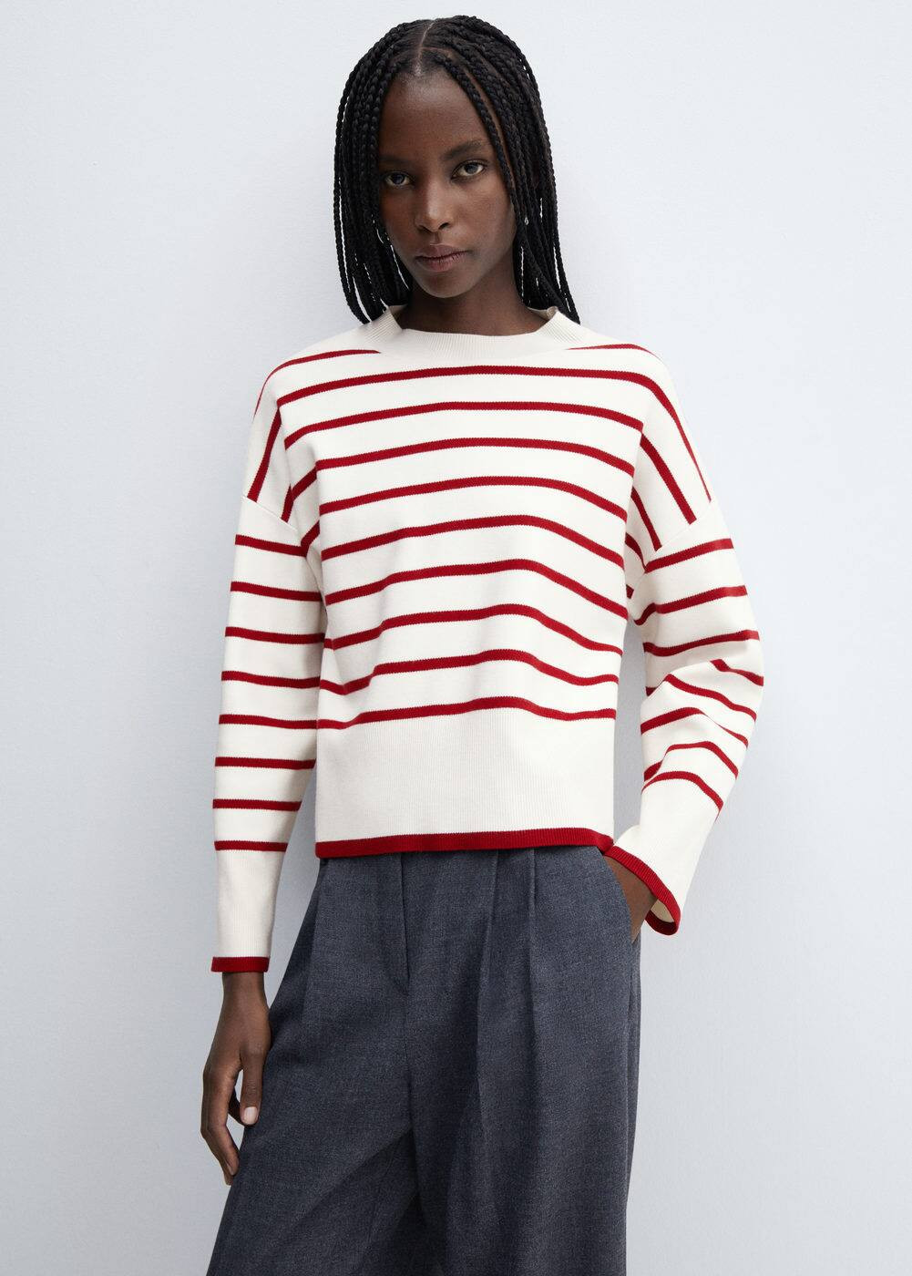 Oversized striped sweater -  Women | Mango USA | MANGO (US)
