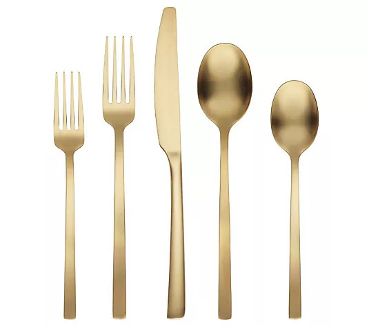 Cambridge Beacon Gold Satin 45-Piece Flatware Set | QVC
