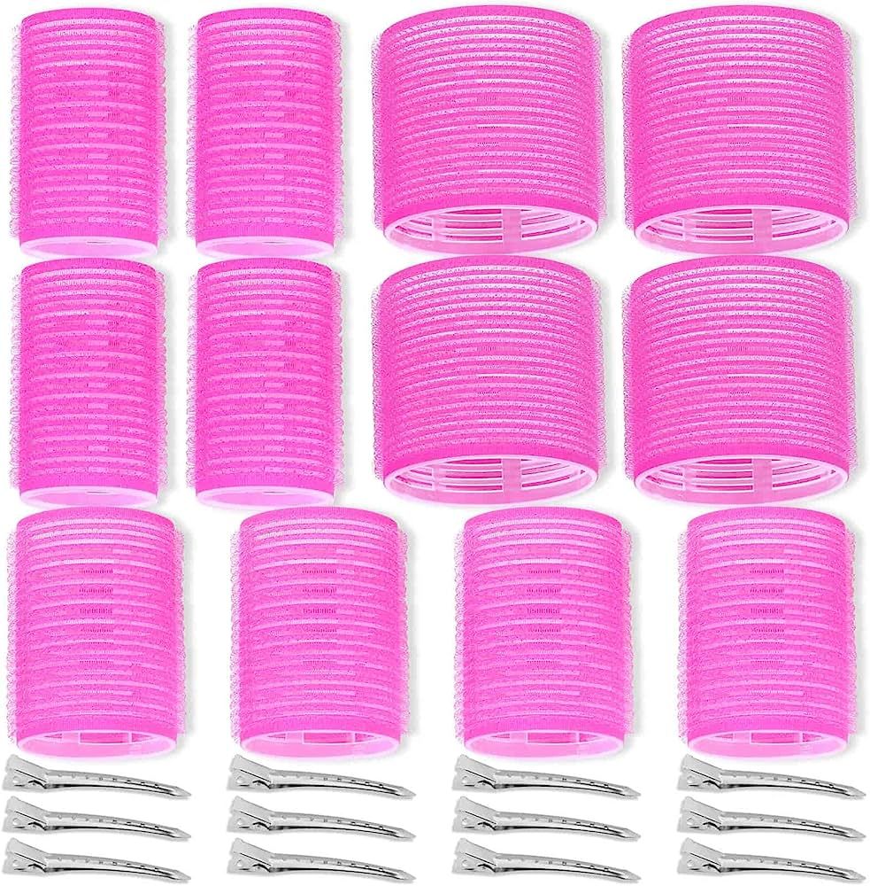 Self Grip Hair Rollers Curlers 24 Pcs Set with 12Pcs Hair Rollers 3 Sizes (4 Jumbo, 4 Large & 4 M... | Amazon (US)