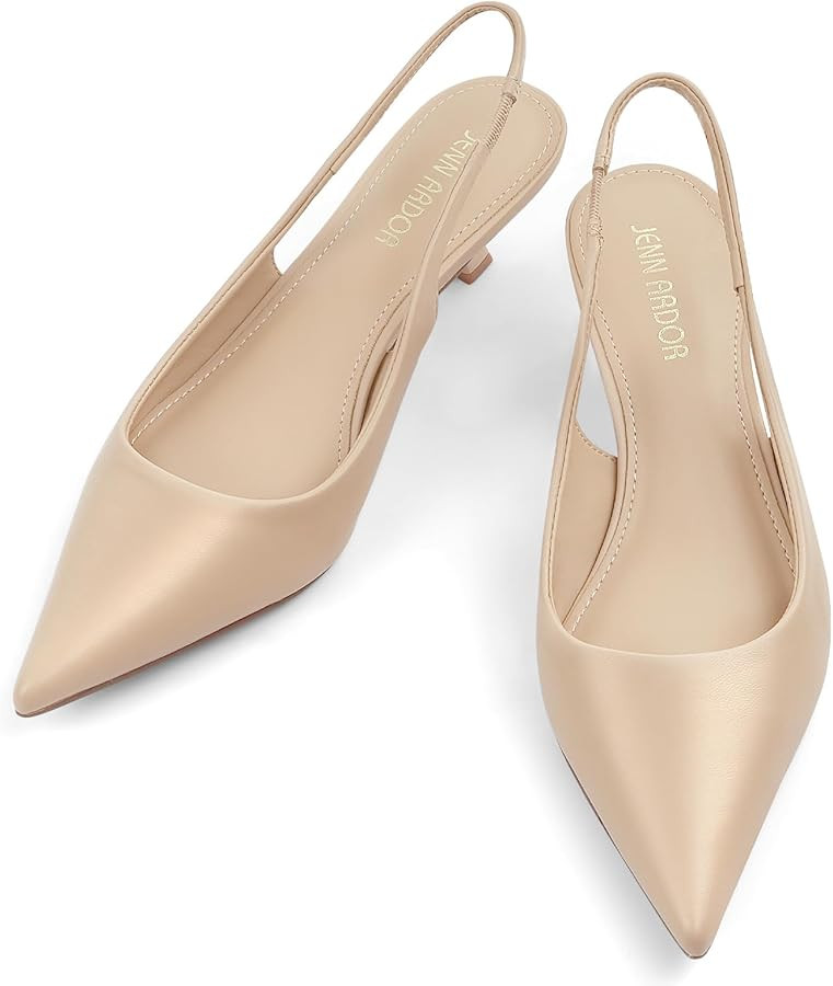 JENN ARDOR Slingback Heels for Women Low Heels Dress Shoes Kitten Pumps Dressy Heeled Sandals Wid... | Amazon (US)