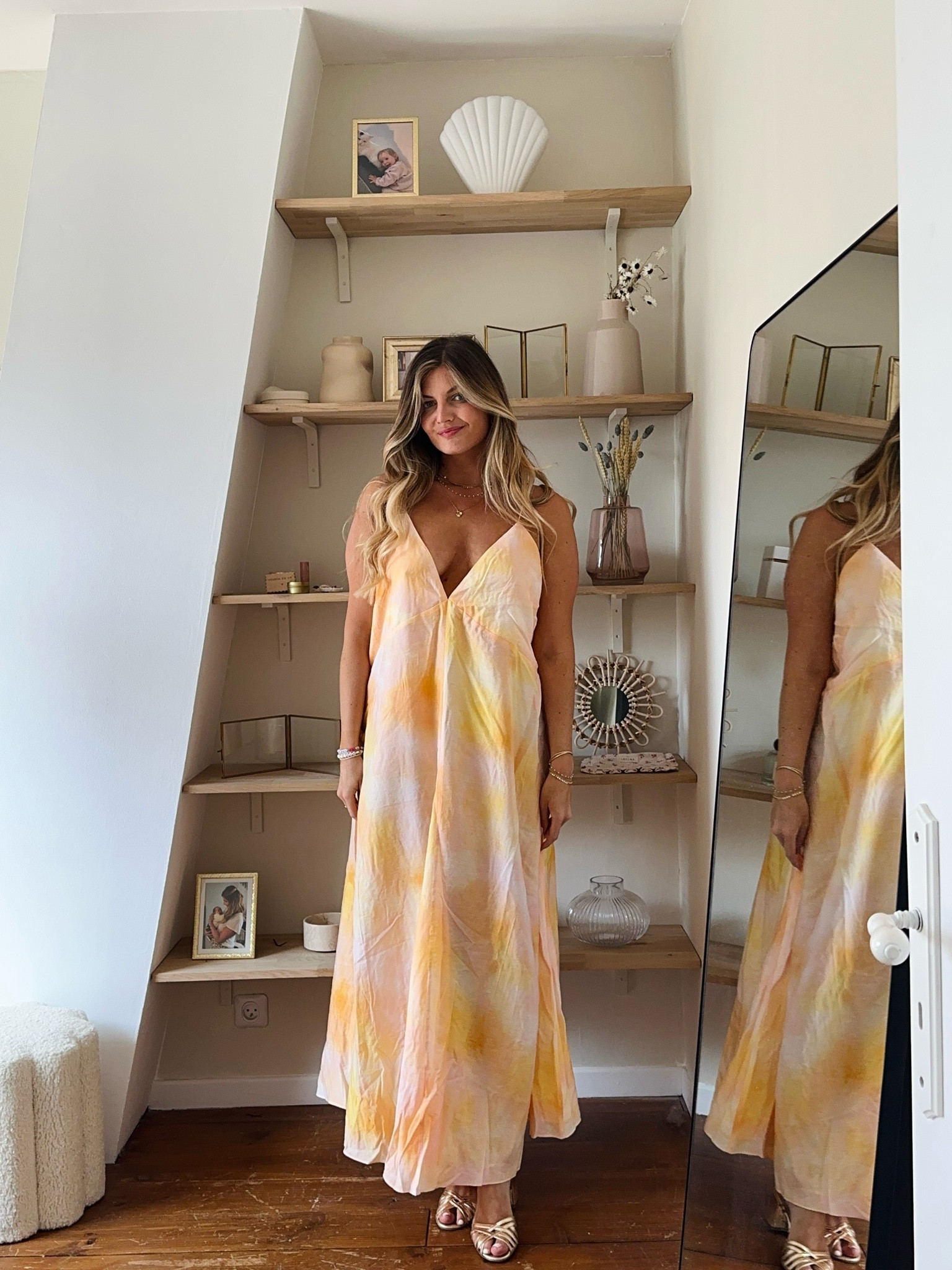 peach dress