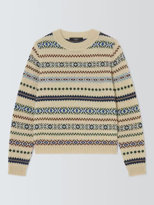 Weekend MaxMara Quirite Fair Isle Wool Rich Jumper, Ecru/Multi | John Lewis (UK)