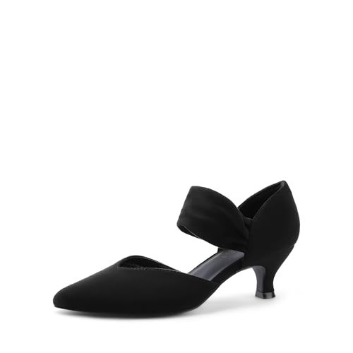 DREAM PAIRS Women's Kitten Heels Low Pumps Shoes Pointed Closed Toe Slip on Dress Work Bridal Party Wedding,Size 7.5,Black,DWUMPU2506 | Amazon (US)