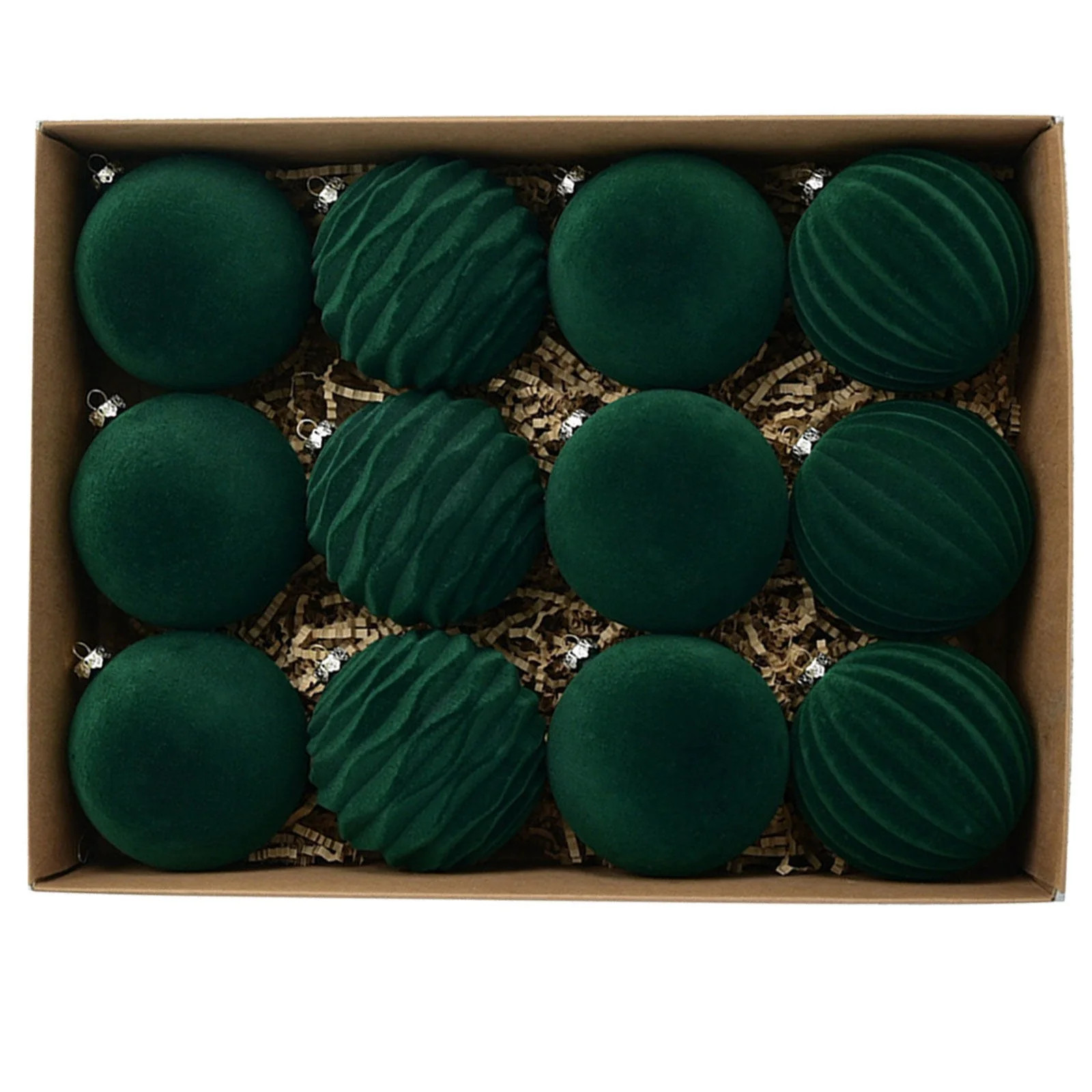 3.15inch Green Velvet Christmas Ornaments Balls Flocked Christmas Tree 12PCS Plastic Balls Xmas H... | Walmart (US)