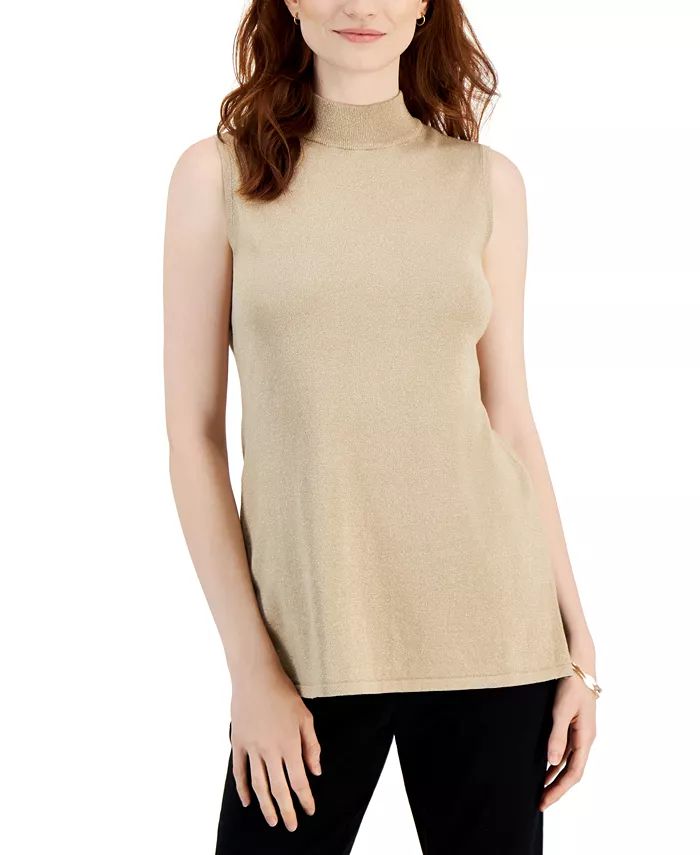 Women's Vented-Hem Mock-Neck Sweater, Created for Macy's | Macys (US)