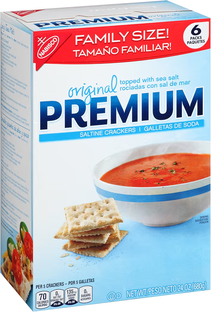 Family size 6 packs original topped with sea salt premium saltine crackers NET 1LB 8oz | Amazon (US)