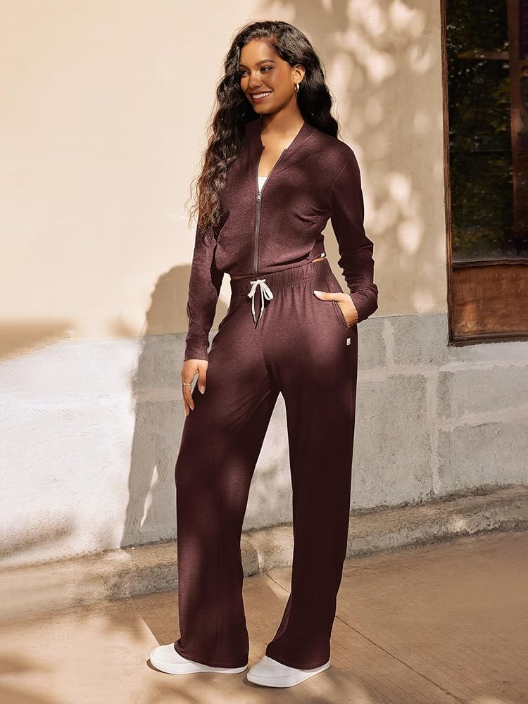 ODODOS Women's Straight Leg Pants Ultra Soft odSTRATUM Tech Relaxed Casual Pajama Lounge Pants wi... | Amazon (US)