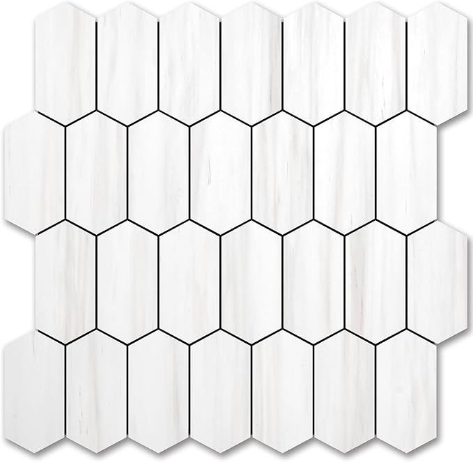 Vamos Tile Long Hexagon Peel and Stick Backsplash Tile - 10 Sheets Stick on Backsplash for Kitche... | Amazon (US)