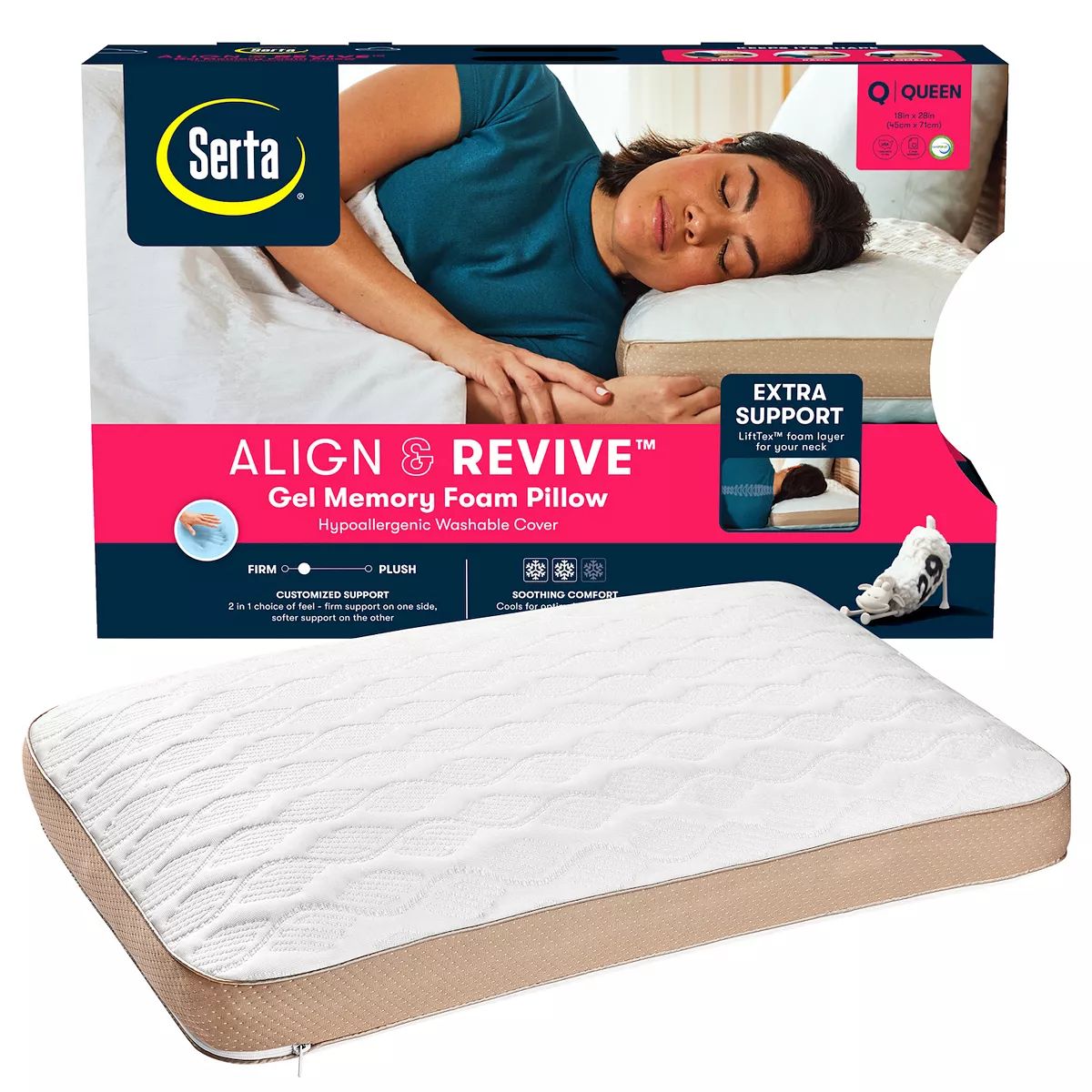 Serta® Align & Revive Gel Memory Foam Pillow | Kohl's