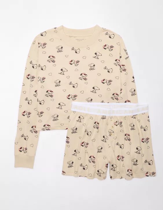 AE Snoopy Valentine Plush PJ Set | American Eagle Outfitters (US & CA)