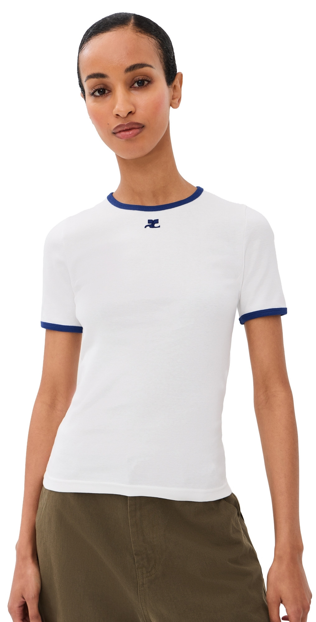 Courrèges Signature Contrast T-Shirt HERITAGE WHT/MINERAL BLUE L | Shopbop