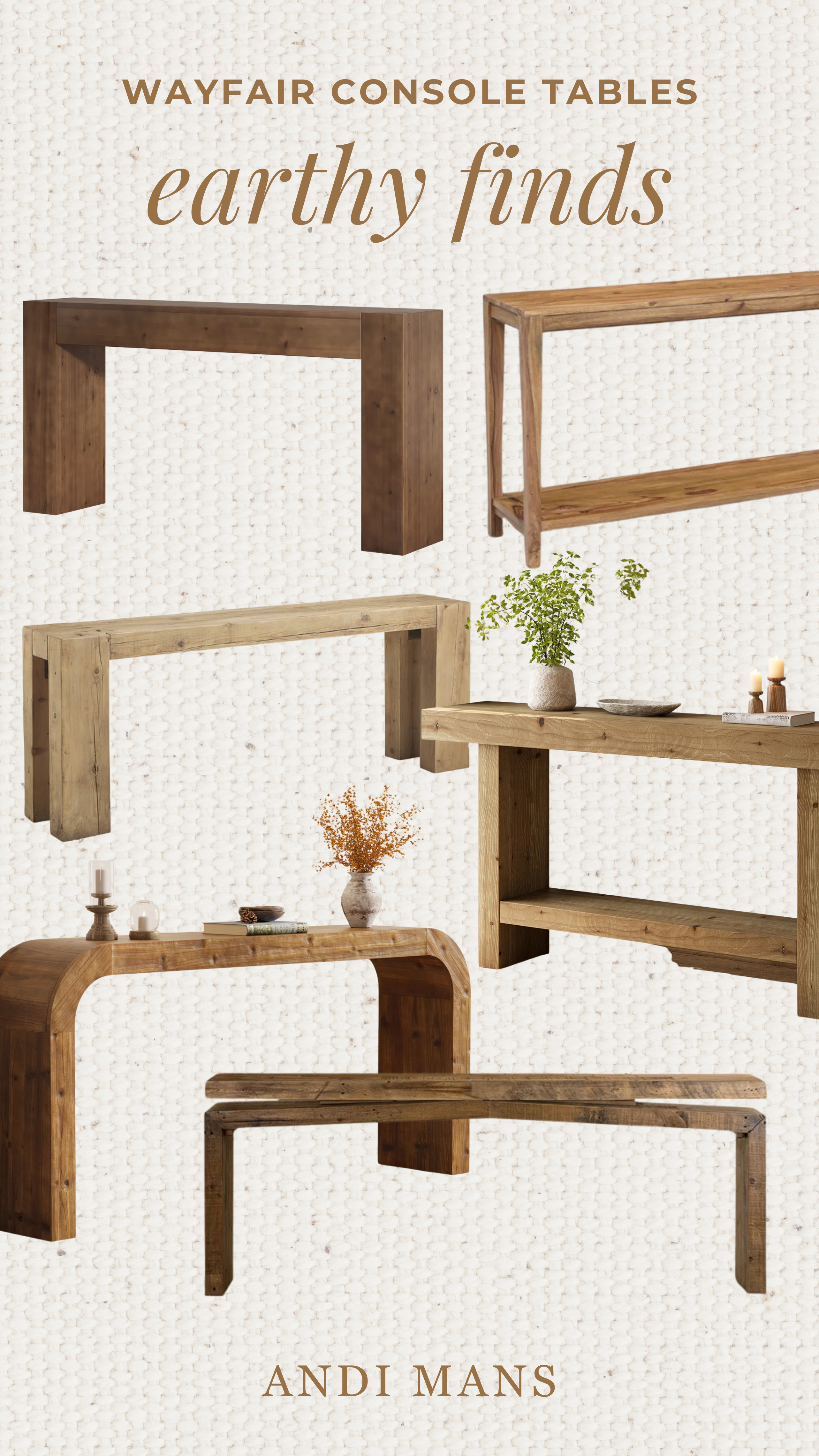 Earthy, wood console tables for the modern organic home from Wayfair! 

 #LTKOver40 #LTKHome #LTKSaleAlert
