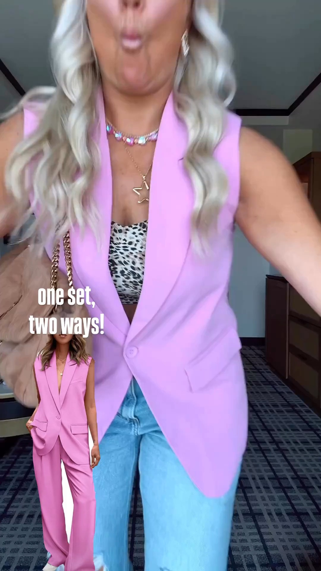 I’ve worn this vest blazer set numerous times and love it so much! Size small 