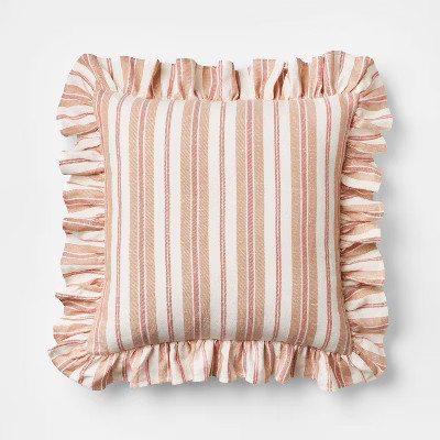 Square Woven Stripe Throw Pillow with Ruffle - Threshold™ designed with Studio McGee | Target