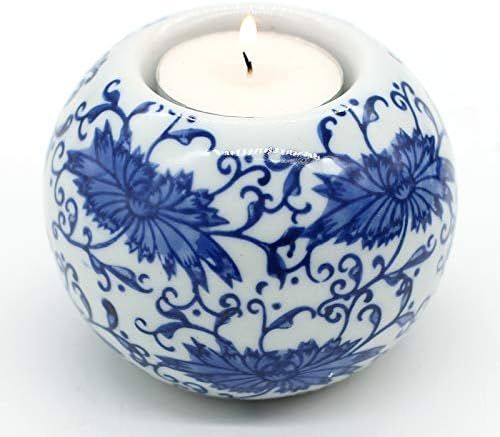 Porcelain Candle Holder Tealight Candleholders Blue and White Decorative Chinoiserie Decor (B5) | Amazon (US)