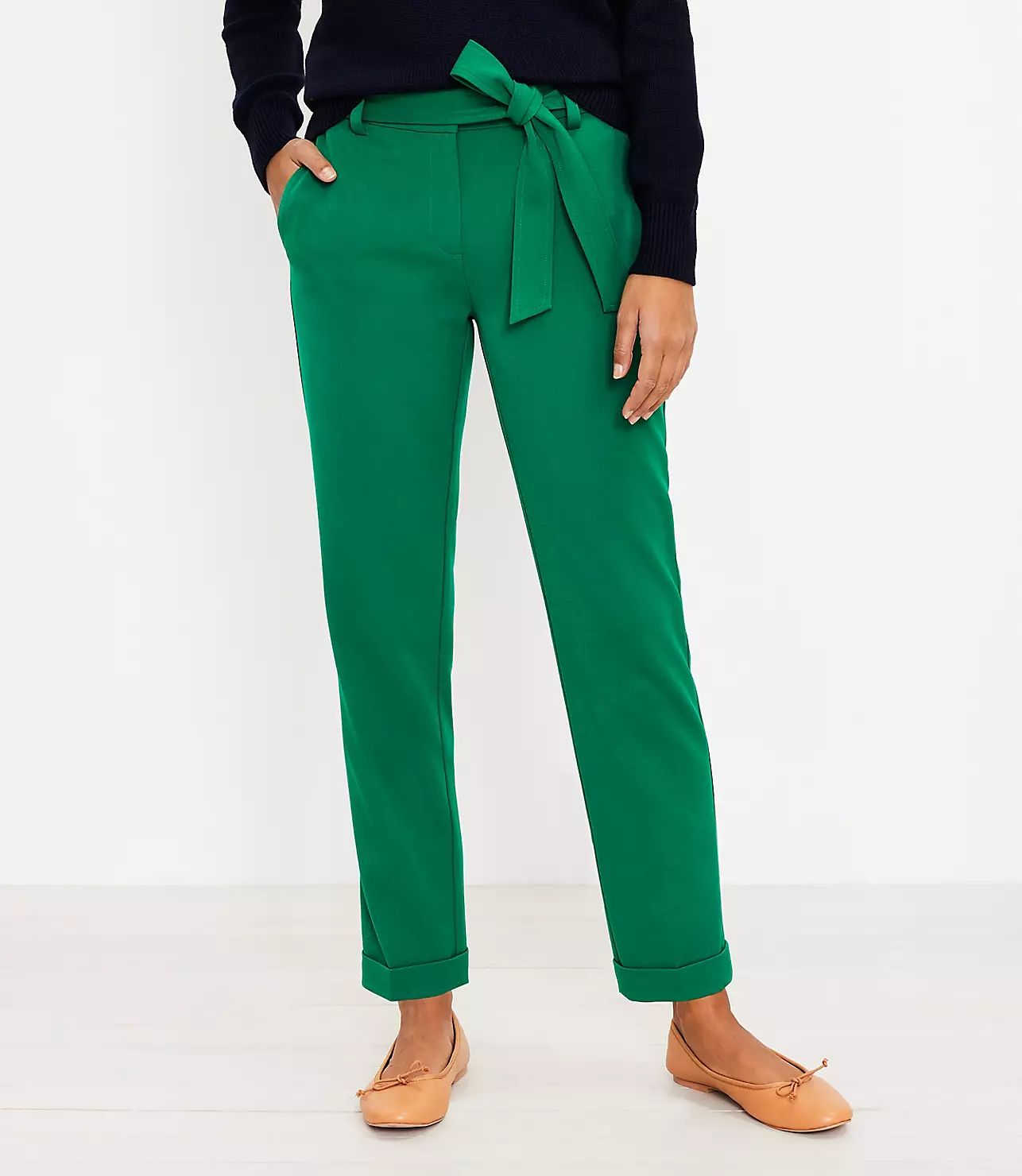 Tie Waist Slim Taper Pants | LOFT