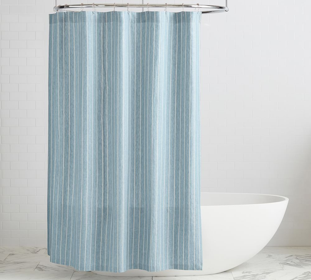 Belgian Flax Linen Striped Shower Curtain | Pottery Barn (US)