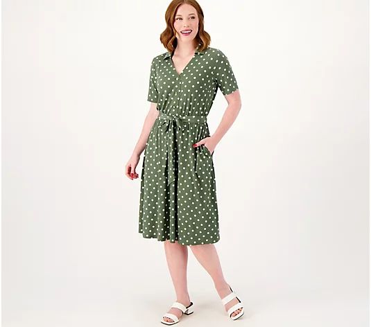 Girl With Curves Collared Knit Midi Shirt Dress | QVC