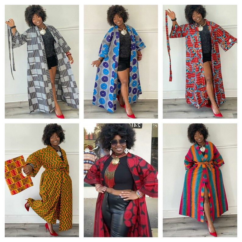 African Wax Print Long Kimono - Etsy | Etsy (US)