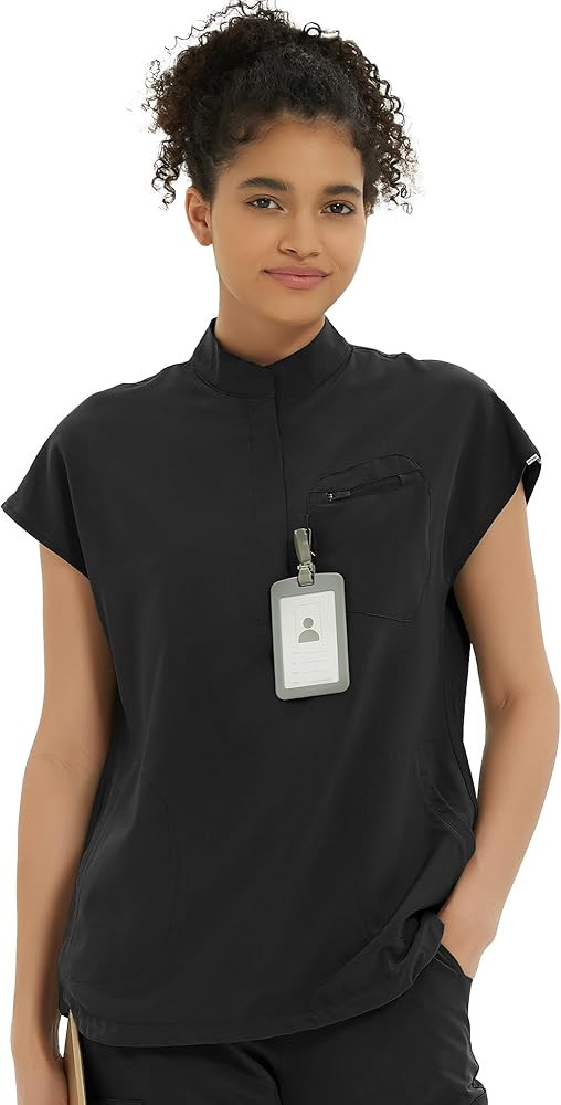 Kitmaz Medical Scrub Tops for Women - Soft Stretch Mandarin Collar Oversized Fit Scrub Shirts wit... | Amazon (US)
