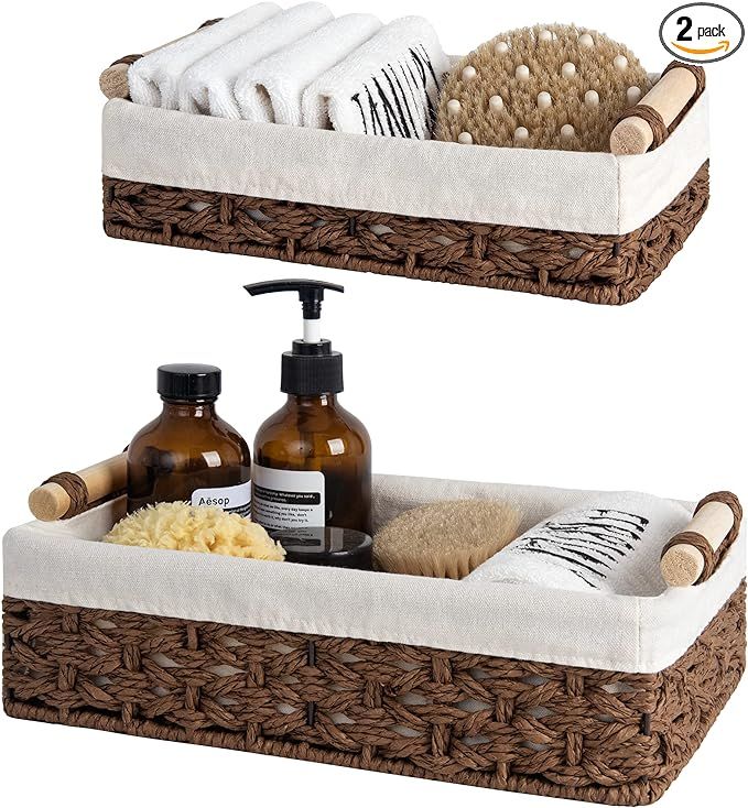 StorageWorks Open Home Storage Wicker Baskets, Paper Rope Small Woven Baskets for Organizing Towe... | Amazon (US)