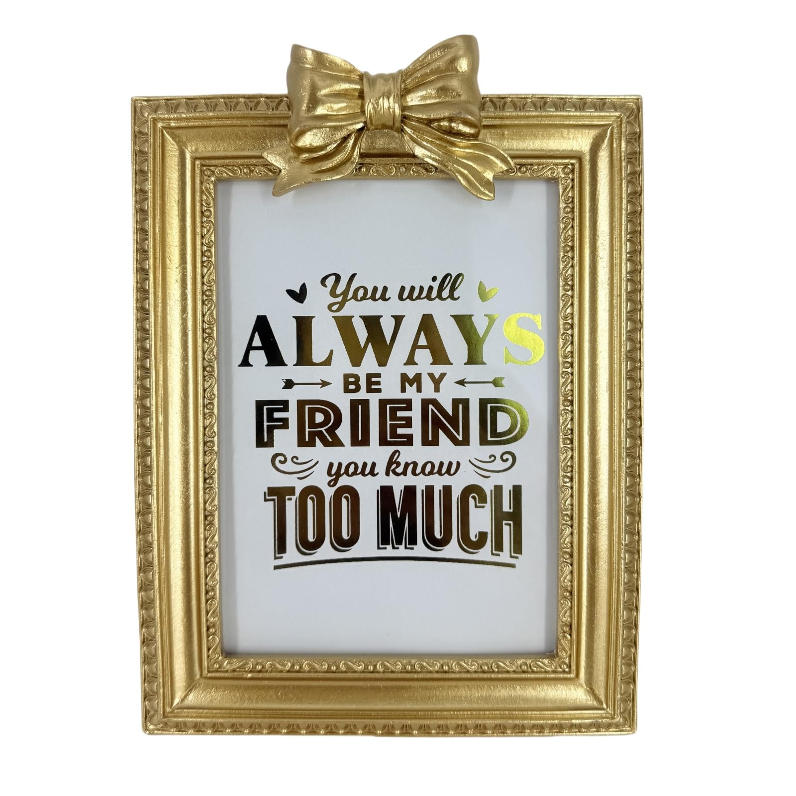 5x7 Gold Picture Frame with Cute Bow on Top, Ornate Photo Frames 5 by 7 Golden Satin Bow Finish D... | Amazon (US)