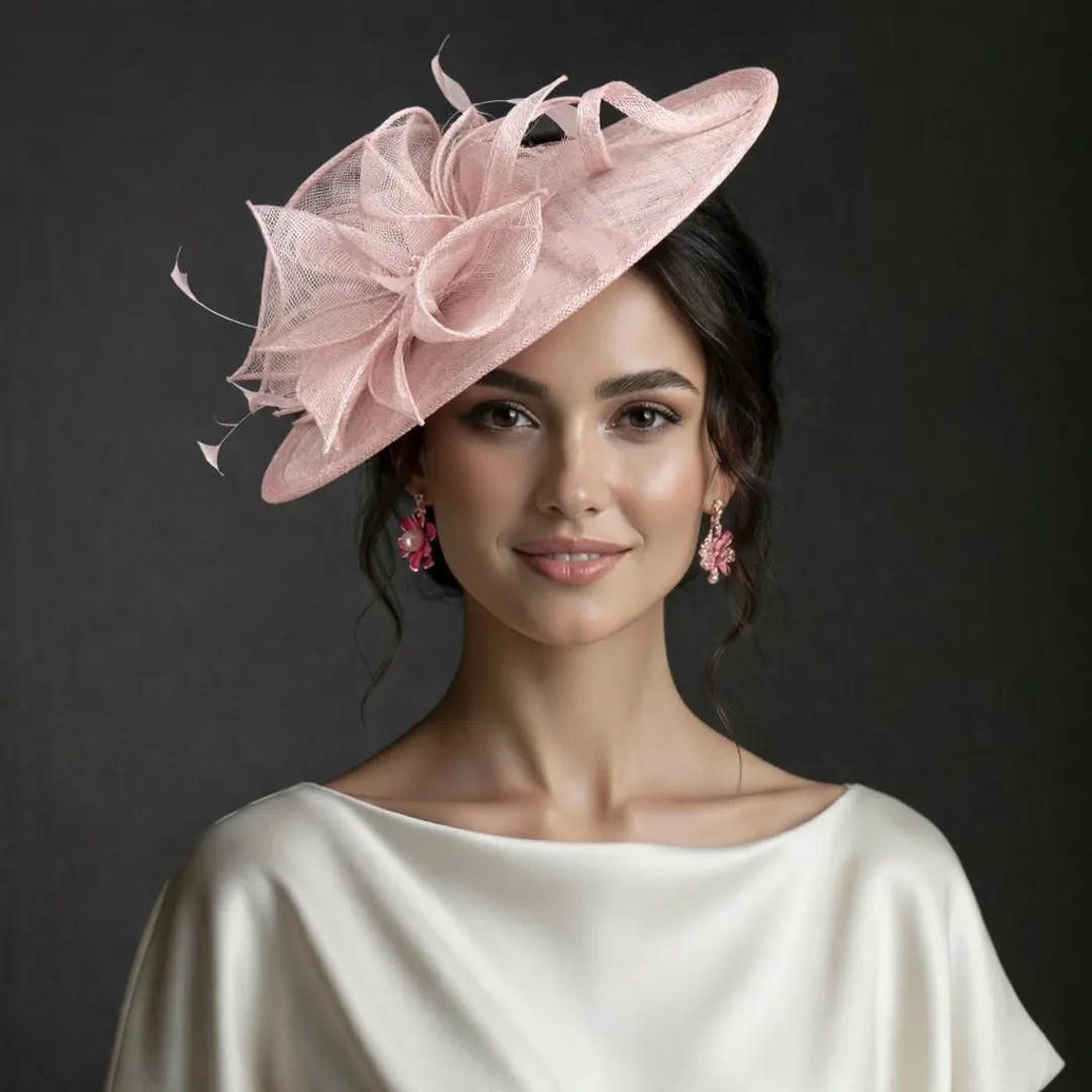 MF681( Blush pink fascinator )Kentucky Derby, Wedding, Easter, Tea Party, Royal Ascot Sinamay Hea... | Etsy (Global)