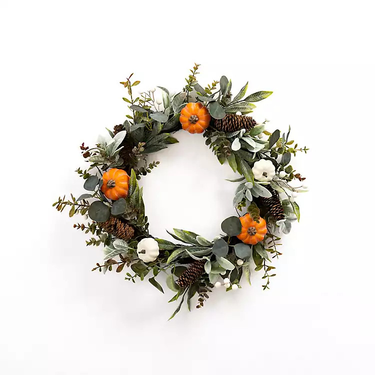 Pumpkin and Greenery Harvest Wreath | Kirkland's Home