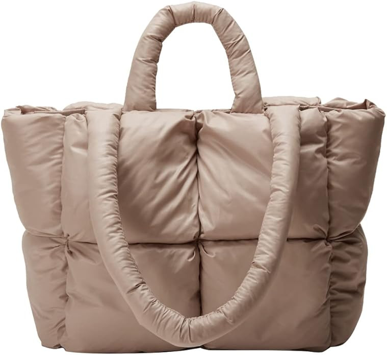 Puffer Tote Bag for Women Quilted Puffy Handbag Light Winter Down Cotton Padded Shoulder Bag Down... | Amazon (US)
