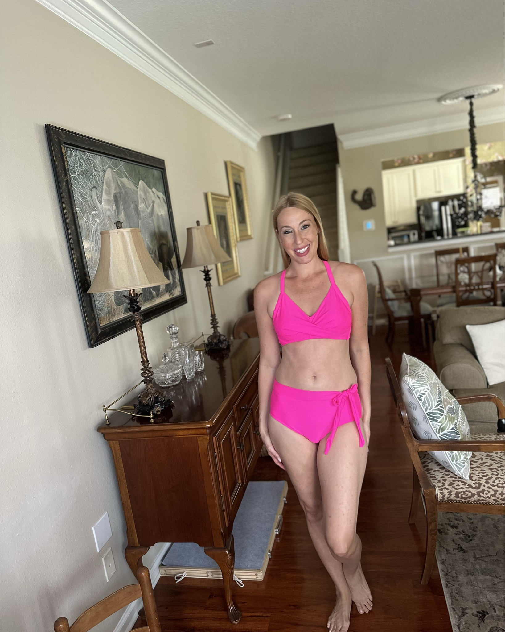 Hot pink high waisted bikini 
💓this is a cute swimsuit that comes in several colors  
💓 it is high waisted and has removable padding in the top 
💓 wearing size small , fits true to size and I am 5’10”

#LTKSummerEdit #LTKFindsUnder50 #LTKSwim