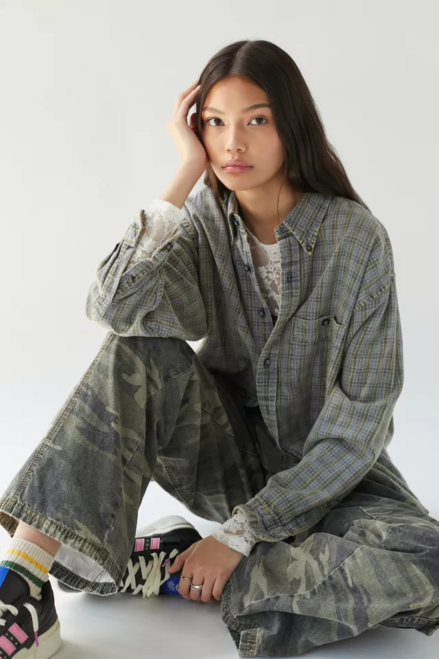 Urban Renewal Remade Acid Wash Flannel Shirt | Urban Outfitters (US and RoW)