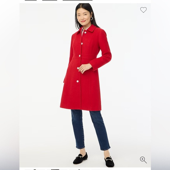 J Crew Lady Day Coat With Jeweled Buttons Red size 4 Petite | Poshmark