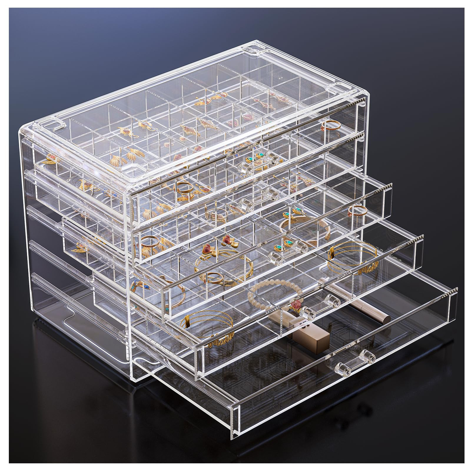 ProCase Acrylic Earrings Holder Organizer Box, Large Clear Earring Jewelry Storage Transparent St... | Amazon (US)