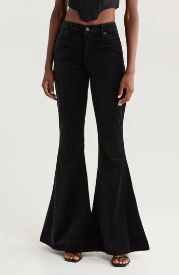 Good American Good Waist Super Flare Velvet Pants in Black001 at Nordstrom Rack | Nordstrom Rack