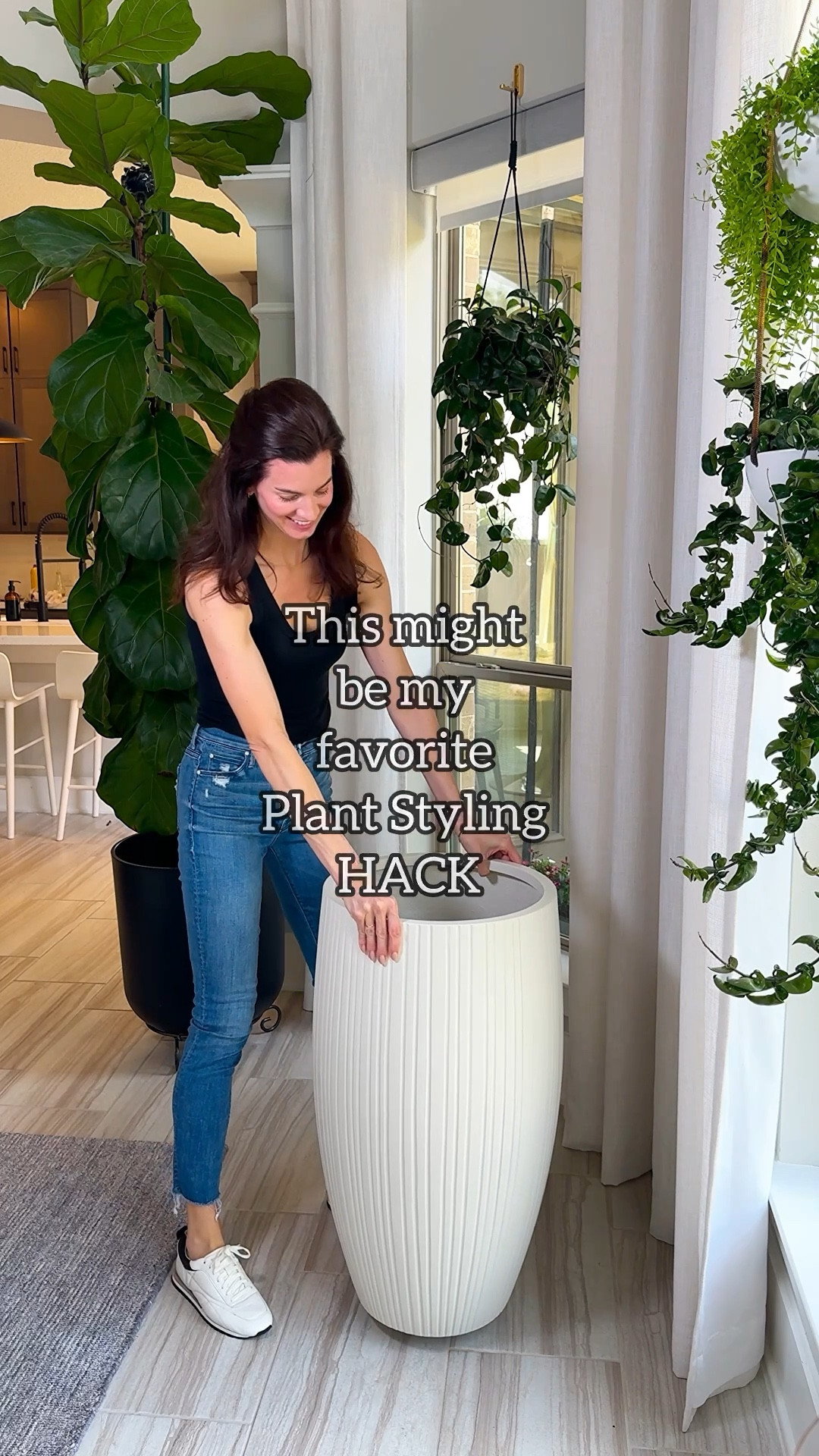 Tall containers can be tricky when your plant doesn’t quite reach the top.

Yes — you can flip an empty nursery container upside down to create extra lift. I’ve done it before, and it works in a pinch.

But I’ve found they can shift over time, especially with heavier plants or after watering. The last thing I want is movement inside a planter that’s holding a big, heavy plant.

I prefer using something built to handle the weight — it feels more secure, more intentional, and it comes in multiple sizes so you can match it to different pots and plants.

And after lifting that thing into place… I’m not redoing it. 💪🌿

#plantstyling #indoorplants #houseplantdecor #planterideas #plantcaretips #plantsmakepeoplehappy #homewithplants

Plant styling ideas | how to elevate plants in planters | tall planter solution | indoor plant decor tips | planter setup guide | houseplant display

#LTKActive #LTKHome #LTKU