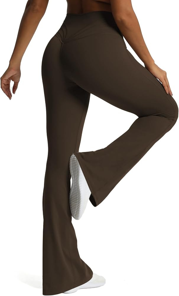 Aoxjox Flare Leggings for Women Trinity Tummy Control High Waisted Wide Leg Yoga Pants | Amazon (US)